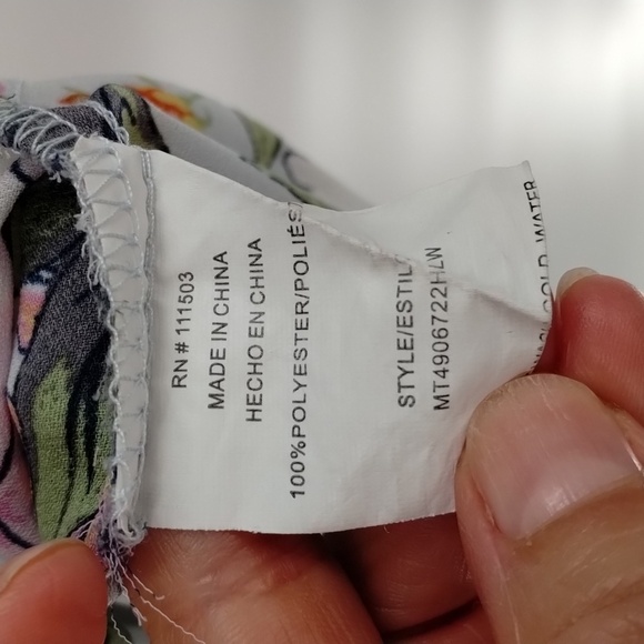 Lily White pale blue floral short sleeve flowy blouse size XL - Picture 5 of 8